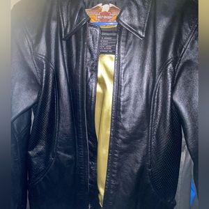 Black Womens leather biker jacket , practically new. Beautiful size small